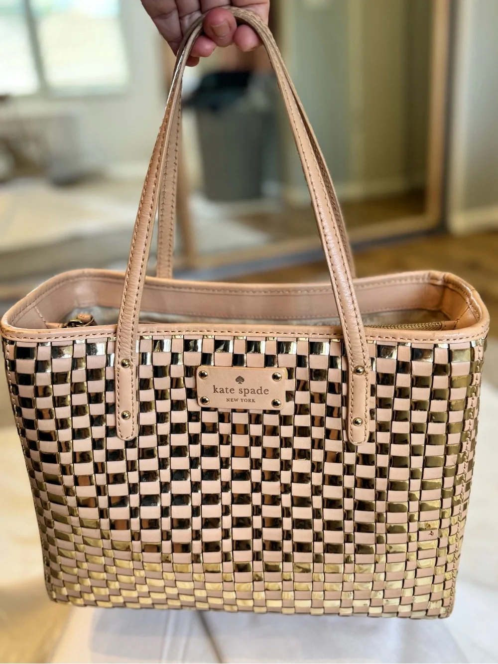 kate spade Quinn Metallic Woven Tote